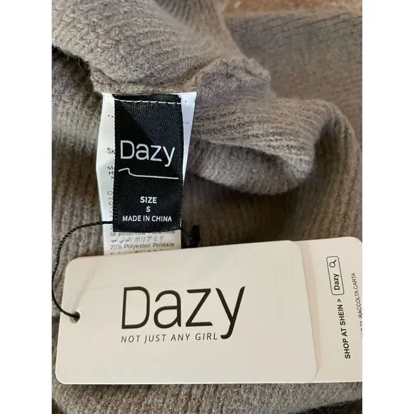 NWT DAZY Solid Criss Cross Crop Sweater,Long Sleeve Tops - Picture 4 of 4